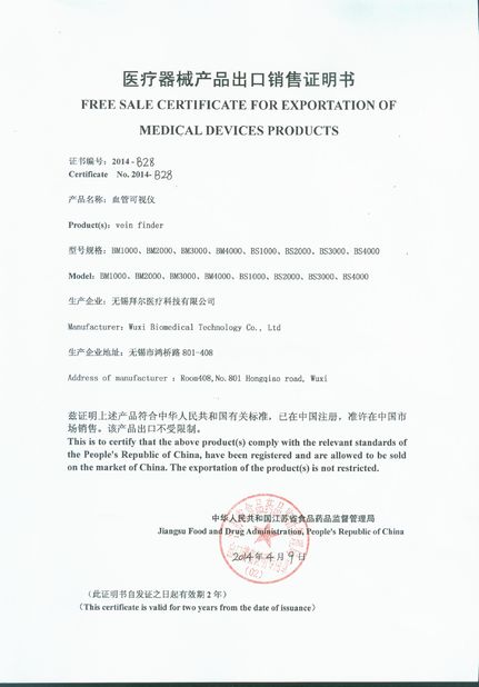 China Wuxi Biomedical Technology Co., Ltd. Certificaciones