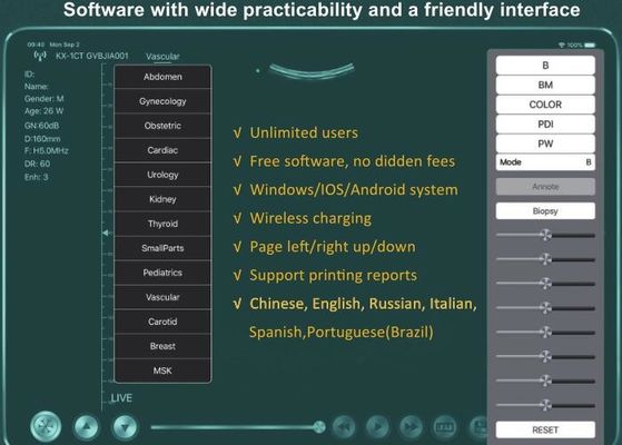 Escáner de ultrasonido portátil digital inalámbrico